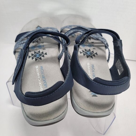 Skechers Womens 9 Navy Strappy Sandals Open Toe Comfortable Casual Summer - Picture 9 of 10